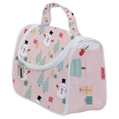 Cute Snowman Christmas Season Seamless Pattern Satchel Handbag by Vaneshart