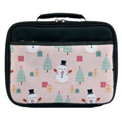 Cute Snowman Christmas Season Seamless Pattern Lunch Bag by Vaneshart