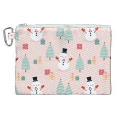 Cute Snowman Christmas Season Seamless Pattern Canvas Cosmetic Bag (xl) by Vaneshart