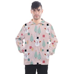 Cute Snowman Christmas Season Seamless Pattern Men s Half Zip Pullover