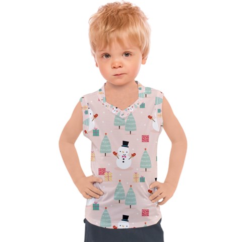 Cute Snowman Christmas Season Seamless Pattern Kids  Sport Tank Top by Vaneshart