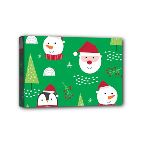 Cute Face Christmas Character Cute Santa Claus Reindeer Snowman Penguin Mini Canvas 6  X 4  (stretched) by Vaneshart