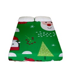 Cute Face Christmas Character Cute Santa Claus Reindeer Snowman Penguin Fitted Sheet (full/ Double Size) by Vaneshart