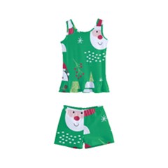 Cute Face Christmas Character Cute Santa Claus Reindeer Snowman Penguin Kids  Boyleg Swimsuit by Vaneshart