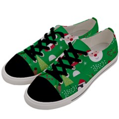 Cute Face Christmas Character Cute Santa Claus Reindeer Snowman Penguin Men s Low Top Canvas Sneakers by Vaneshart