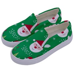 Cute Face Christmas Character Cute Santa Claus Reindeer Snowman Penguin Kids  Canvas Slip Ons by Vaneshart