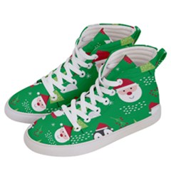 Cute Face Christmas Character Cute Santa Claus Reindeer Snowman Penguin Women s Hi-top Skate Sneakers by Vaneshart