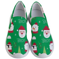 Cute Face Christmas Character Cute Santa Claus Reindeer Snowman Penguin Women s Lightweight Slip Ons by Vaneshart