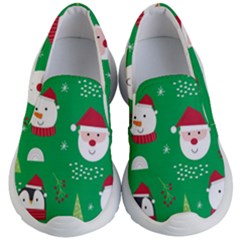 Cute Face Christmas Character Cute Santa Claus Reindeer Snowman Penguin Kids Lightweight Slip Ons by Vaneshart