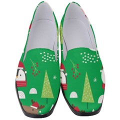 Cute Face Christmas Character Cute Santa Claus Reindeer Snowman Penguin Women s Classic Loafer Heels by Vaneshart