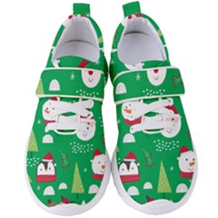 Cute Face Christmas Character Cute Santa Claus Reindeer Snowman Penguin Women s Velcro Strap Shoes by Vaneshart