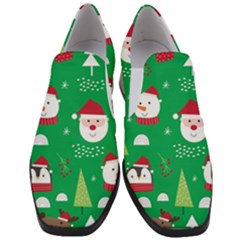 Cute Face Christmas Character Cute Santa Claus Reindeer Snowman Penguin Women Slip On Heel Loafers by Vaneshart