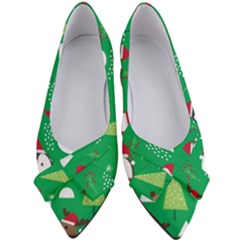 Cute Face Christmas Character Cute Santa Claus Reindeer Snowman Penguin Women s Bow Heels