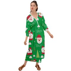 Cute Face Christmas Character Cute Santa Claus Reindeer Snowman Penguin Grecian Style  Maxi Dress by Vaneshart