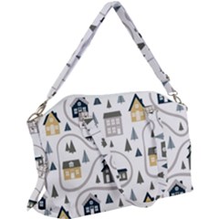 Abstract Seamless Pattern With Cute Houses Trees Road Canvas Crossbody Bag by Vaneshart