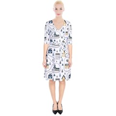 Abstract Seamless Pattern With Cute Houses Trees Road Wrap Up Cocktail Dress by Vaneshart