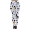 Abstract Seamless Pattern With Cute Houses Trees Road Lightweight Velour Leggings View2