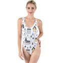 Abstract Seamless Pattern With Cute Houses Trees Road High Leg Strappy Swimsuit View1