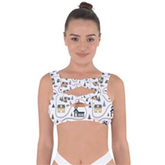 Abstract Seamless Pattern With Cute Houses Trees Road Bandaged Up Bikini Top by Vaneshart