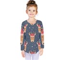 Cute Deer Heads Seamless Pattern Christmas Kids  Long Sleeve Tee View1