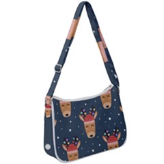 Cute Deer Heads Seamless Pattern Christmas Zip Up Shoulder Bag by Vaneshart