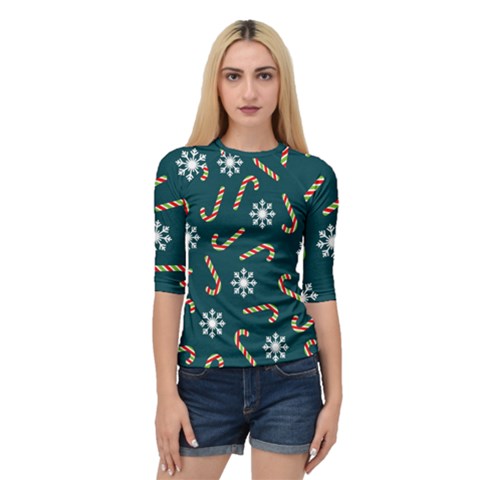 Christmas Seamless Pattern With Candies Snowflakes Quarter Sleeve Raglan Tee by Vaneshart