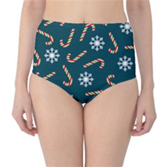 Christmas Seamless Pattern With Candies Snowflakes Classic High-waist Bikini Bottoms by Vaneshart