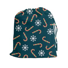 Christmas Seamless Pattern With Candies Snowflakes Drawstring Pouch (2xl) by Vaneshart