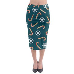 Christmas Seamless Pattern With Candies Snowflakes Midi Pencil Skirt by Vaneshart