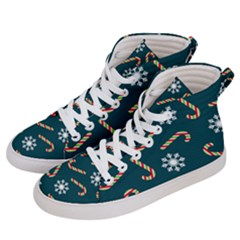 Christmas Seamless Pattern With Candies Snowflakes Women s Hi-top Skate Sneakers by Vaneshart