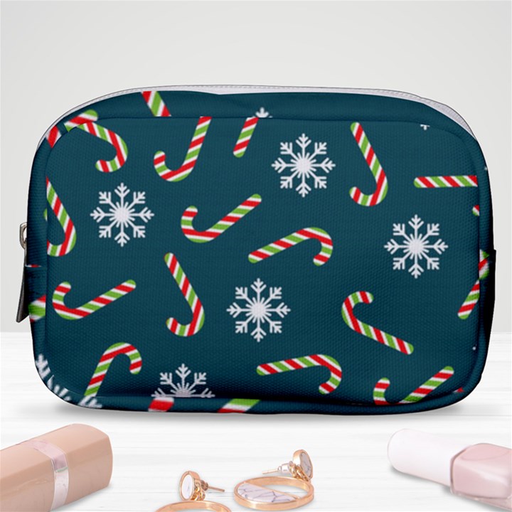 Christmas Seamless Pattern With Candies Snowflakes Make Up Pouch (Small)