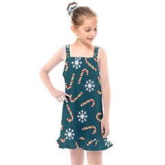 Christmas Seamless Pattern With Candies Snowflakes Kids  Overall Dress by Vaneshart