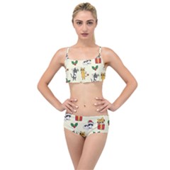 Christmas Funny Pattern Cat Layered Top Bikini Set by Vaneshart