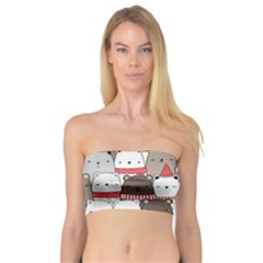 Cute Adorable Bear Merry Christmas Happy New Year Cartoon Doodle Seamless Pattern Bandeau Top by Vaneshart