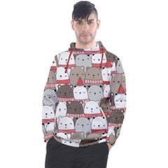 Cute Adorable Bear Merry Christmas Happy New Year Cartoon Doodle Seamless Pattern Men s Pullover Hoodie