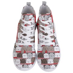 Cute Adorable Bear Merry Christmas Happy New Year Cartoon Doodle Seamless Pattern Men s Lightweight High Top Sneakers by Vaneshart