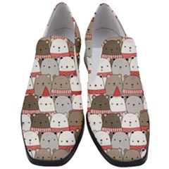 Cute Adorable Bear Merry Christmas Happy New Year Cartoon Doodle Seamless Pattern Women Slip On Heel Loafers by Vaneshart