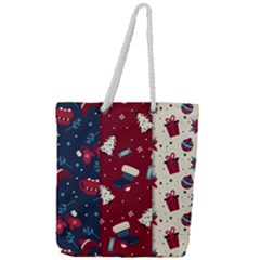 Flat Design Christmas Pattern Collection Art Full Print Rope Handle Tote (large) by Vaneshart