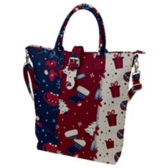 Flat Design Christmas Pattern Collection Art Buckle Top Tote Bag by Vaneshart