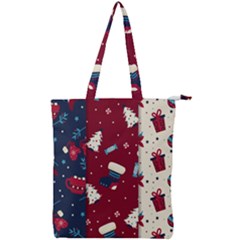 Flat Design Christmas Pattern Collection Art Double Zip Up Tote Bag by Vaneshart