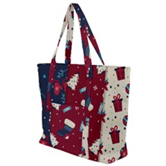 Flat Design Christmas Pattern Collection Art Zip Up Canvas Bag by Vaneshart