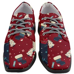 Flat Design Christmas Pattern Collection Art Women Heeled Oxford Shoes