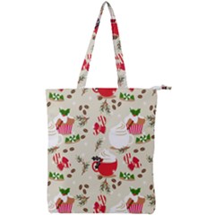 Christmas Coffe Cupcake Seamless Pattern Double Zip Up Tote Bag by Vaneshart