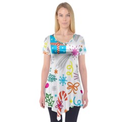 Funny Christmas Pattern Short Sleeve Tunic 