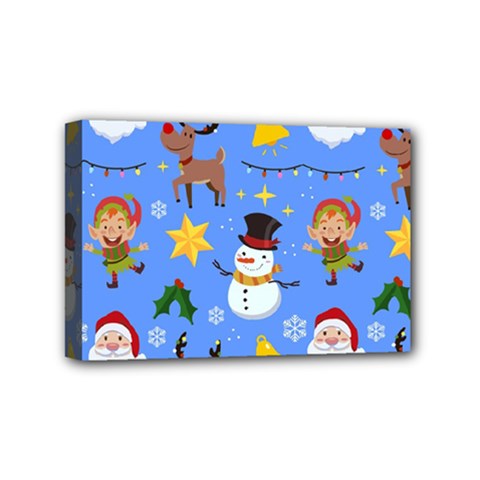 Funny Christmas Pattern With Snowman Reindeer Mini Canvas 6  X 4  (stretched) by Vaneshart