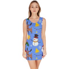 Funny Christmas Pattern With Snowman Reindeer Bodycon Dress by Vaneshart