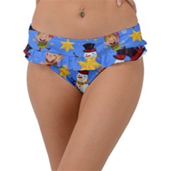 Funny Christmas Pattern With Snowman Reindeer Frill Bikini Bottom by Vaneshart