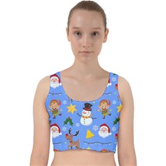 Funny Christmas Pattern With Snowman Reindeer Velvet Racer Back Crop Top by Vaneshart