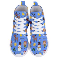 Funny Christmas Pattern With Snowman Reindeer Women s Lightweight High Top Sneakers by Vaneshart