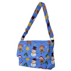 Funny Christmas Pattern With Snowman Reindeer Full Print Messenger Bag (m) by Vaneshart